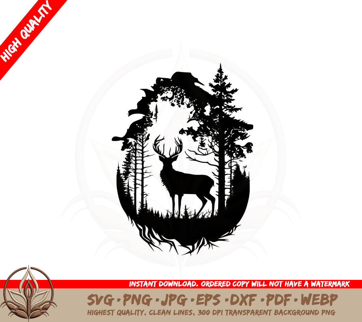 Beautiful Deer in Nature SVG Cut File Design Download 