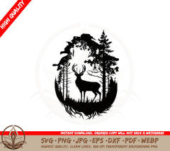 Beautiful Deer in Nature SVG Cut File Design Download 