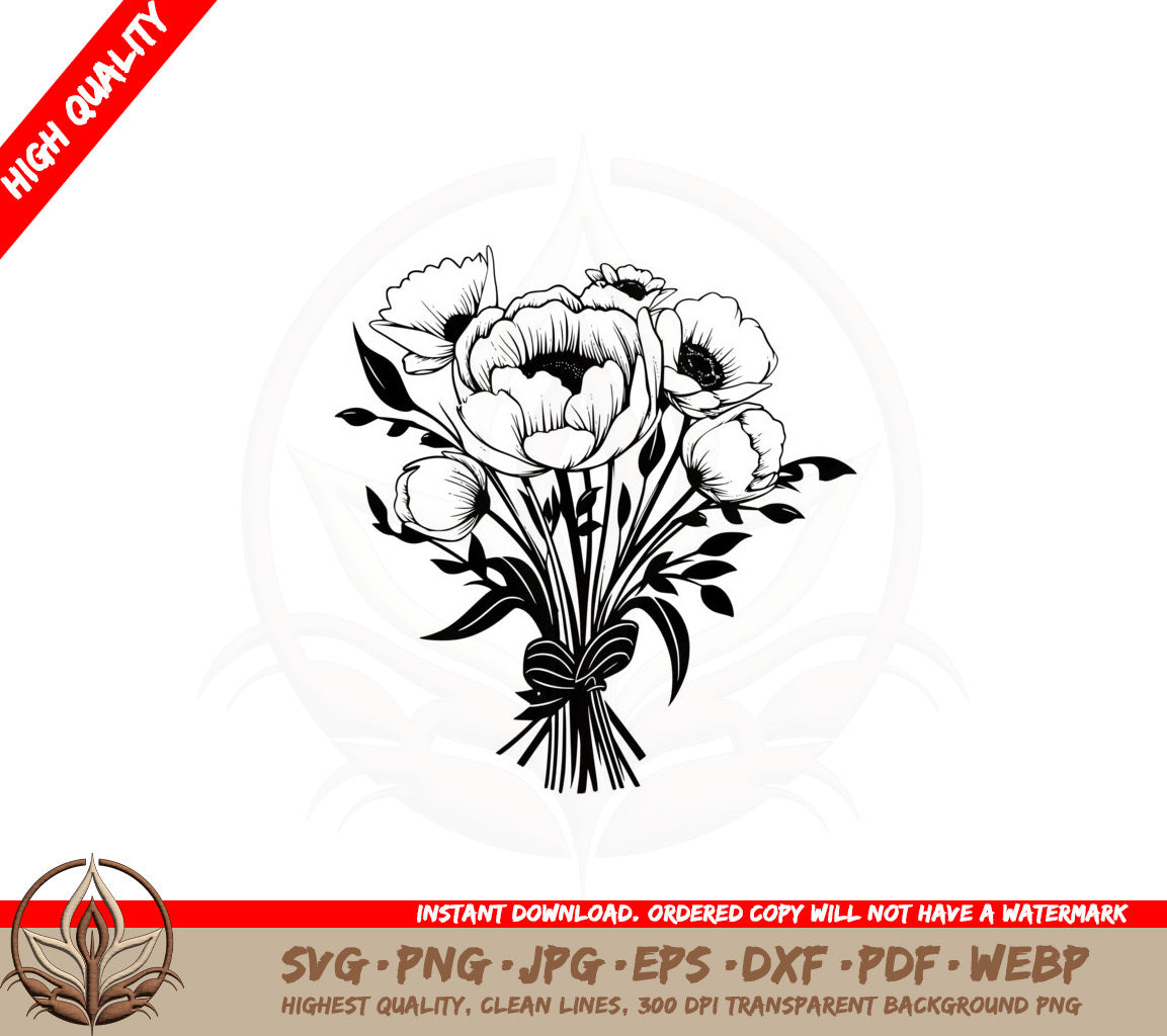 Beautiful Mixed Flower Arrangement SVG PNG JPG AI PDF DXF EPS and WebP Digital Download 