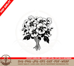 Beautiful Pansies Bouquet SVG PNG JPG AI PDF DXF EPS and WebP Digital Download Cut File 