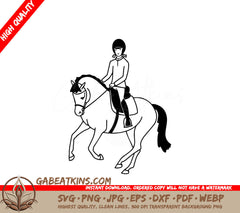  A Person Riding A Horse SVG - Beautiful girl riding a pony black and white simple drawing SVG