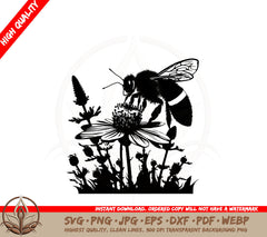 Bee Pollinating Flower SVG Cut File  Instant Download 