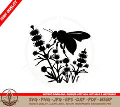 Bee on Flower SVG Cut File Design Download 