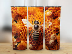 Intricate 3D Bee on a Flower 20 Oz Skinny Tumbler Wrap | Seamless Design Wrap | Instant Download - Gabe Atkins Designs