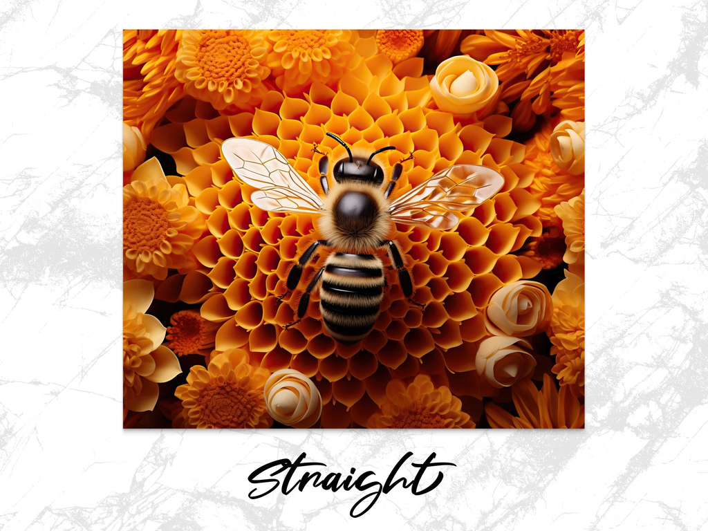 Intricate 3D Bee on a Flower 20 Oz Skinny Tumbler Wrap | Seamless Design Wrap | Instant Download - Gabe Atkins Designs