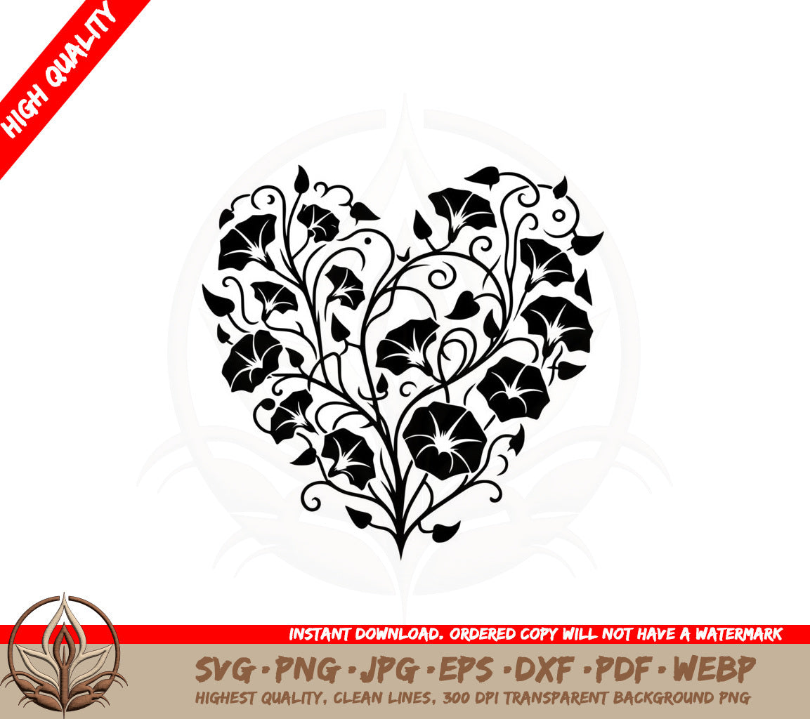 Bell Flower Heart SVG PNG JPG AI PDF DXF EPS  WebP - Digital Download 