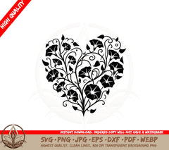 Bell Flower Heart SVG PNG JPG AI PDF DXF EPS  WebP - Digital Download 
