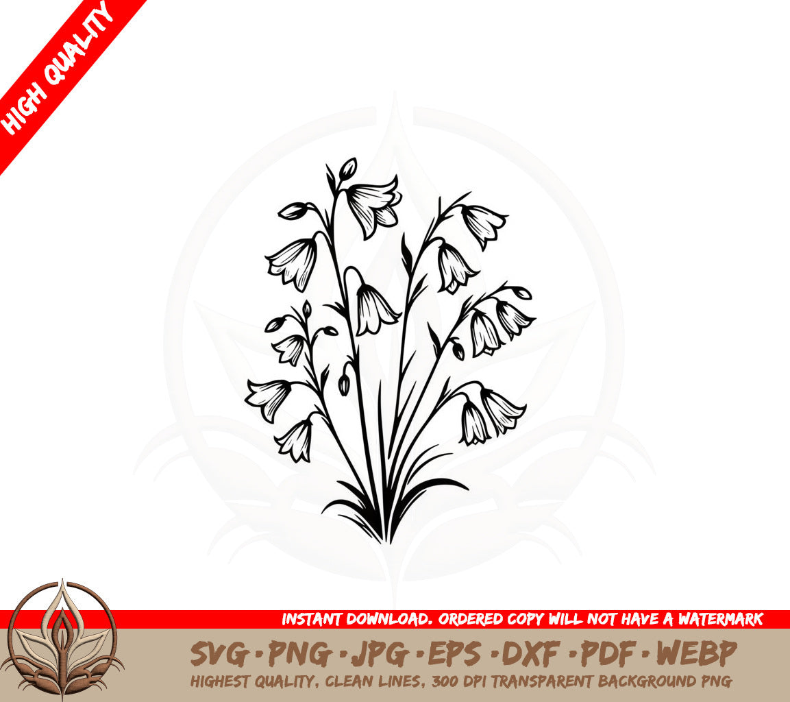 Bellflowers Bouquet SVG PNG JPG AI PDF DXF EPS and WebP Digital Download 