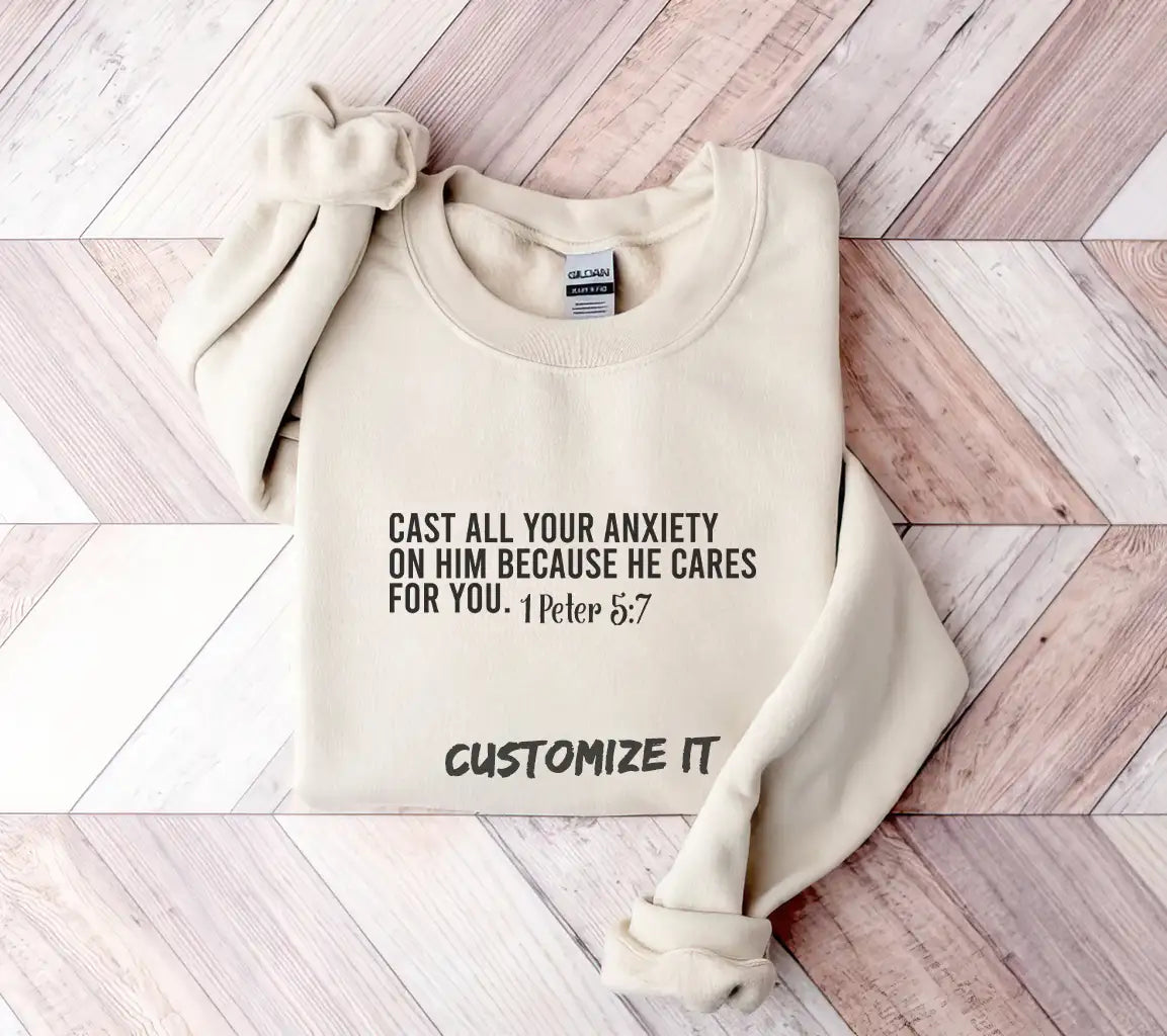 Cast Your Anxiety On Him SVG - Bible Verse T-Shirt Design SVG
