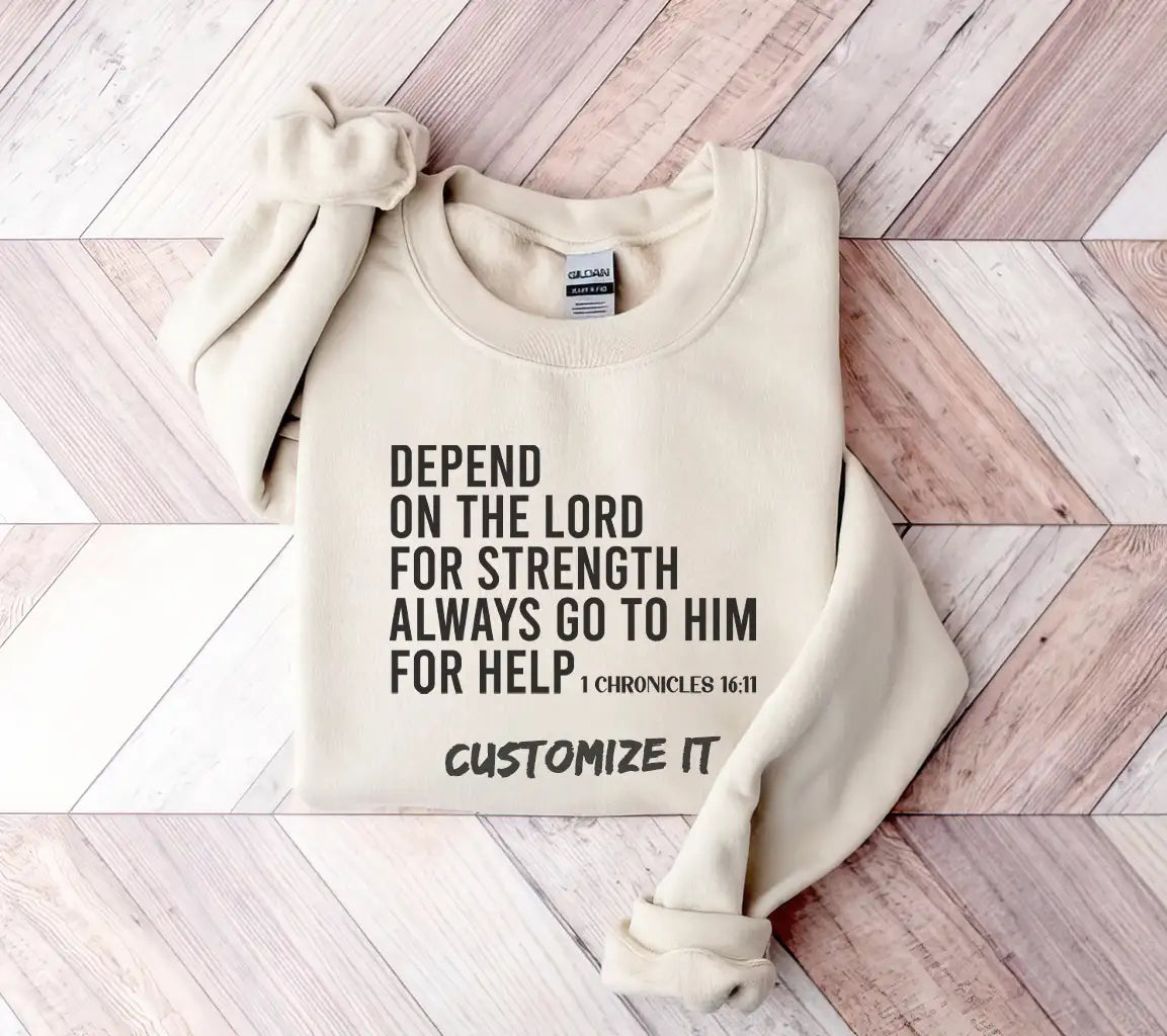 Depend On The Lord For Strength SVG - Bible Verse T-Shirt Design SVG