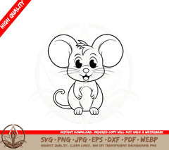 Big-eared Mouse SVG PNG JPG AI PDF DXF EPS and WebP - Digital Downloadable File 
