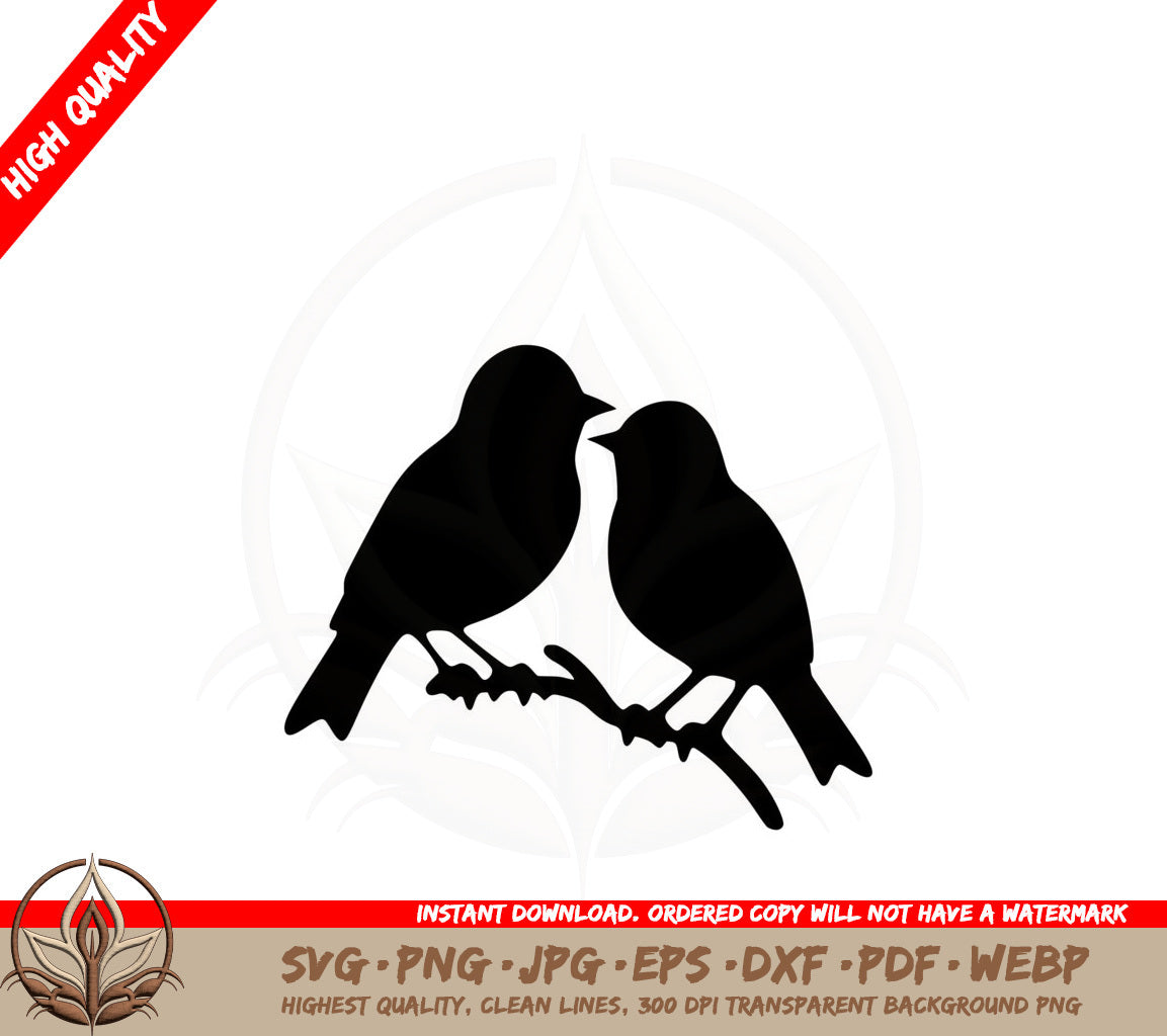 Bird Friends on Branch SVG Cut File  Digital Download 