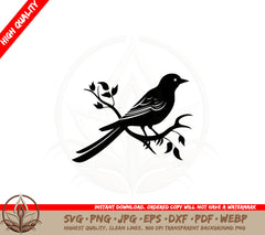 Bird Perch SVG PNG JPG AI PDF DXF EPS and WebP Digital Download Cut File 