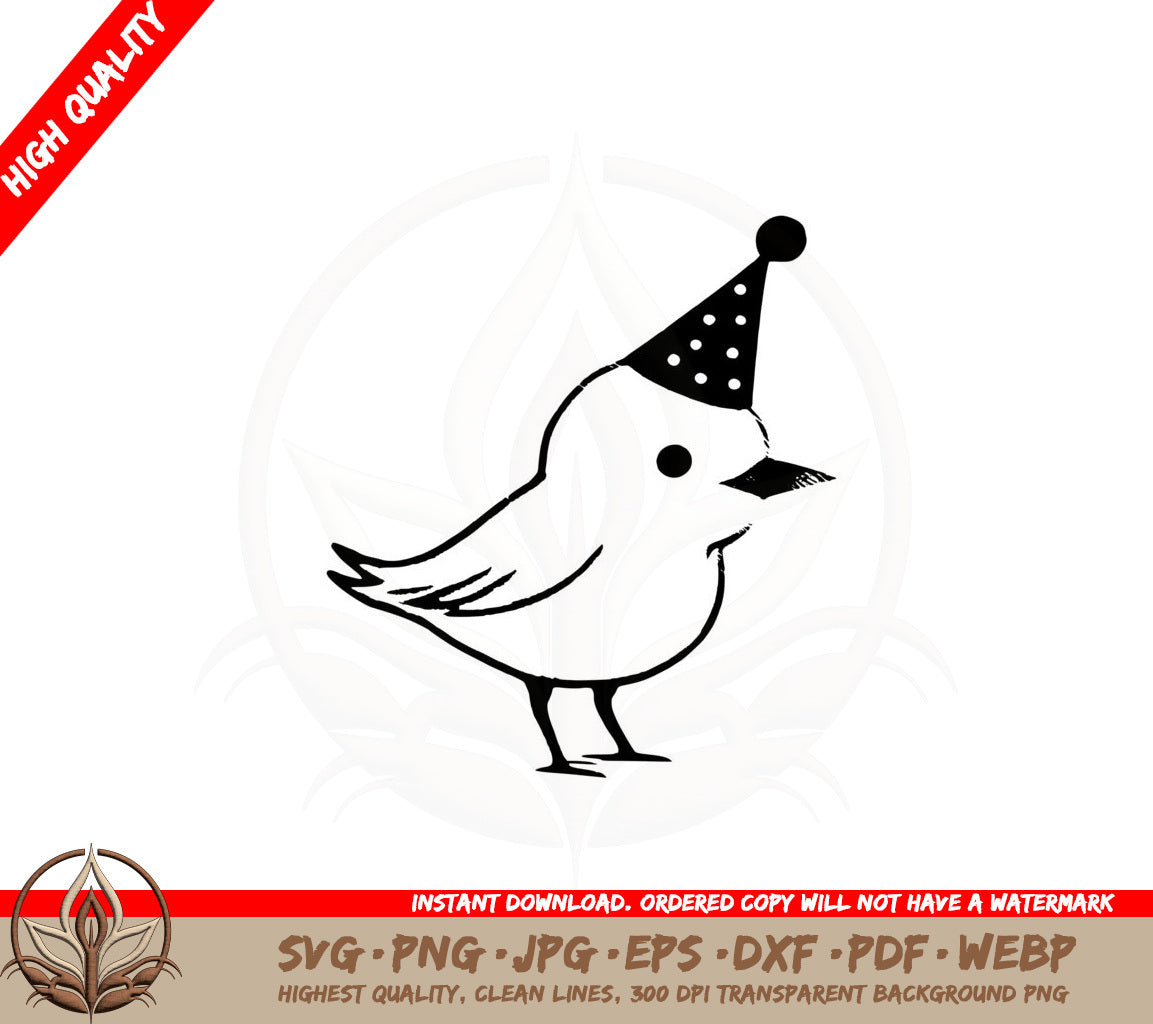 Bird With Party Hat SVG PNG JPG AI PDF DXF EPS and WebP Digital Download 