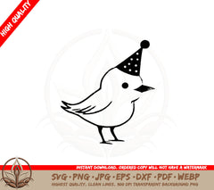 Bird With Party Hat SVG PNG JPG AI PDF DXF EPS and WebP Digital Download 