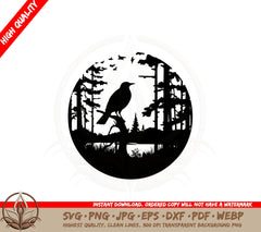 Bird in Forest SVG PNG JPG AI PDF DXF EPS and WebP - Digital Download 