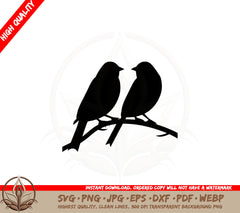Birds Perched on Branch SVG PNG JPG AI PDF DXF EPS and WebP Digital Download 