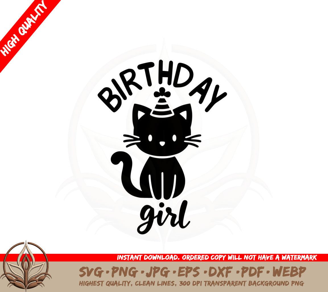 Birthday Girl Kitty SVG Cut File  