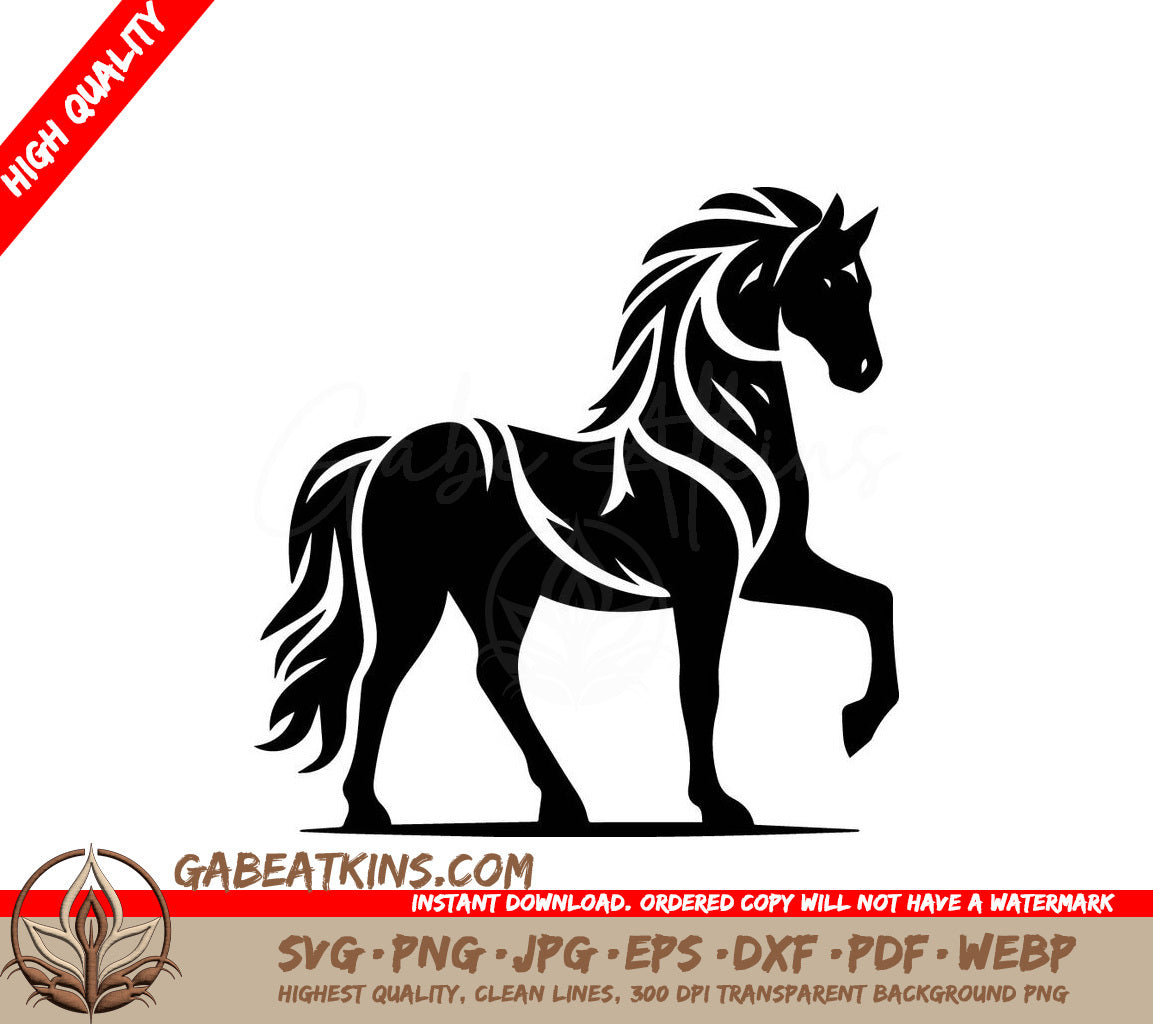  A Horse With A Long Mane SVG - Black silhouette of horse icon vector illustration SVG