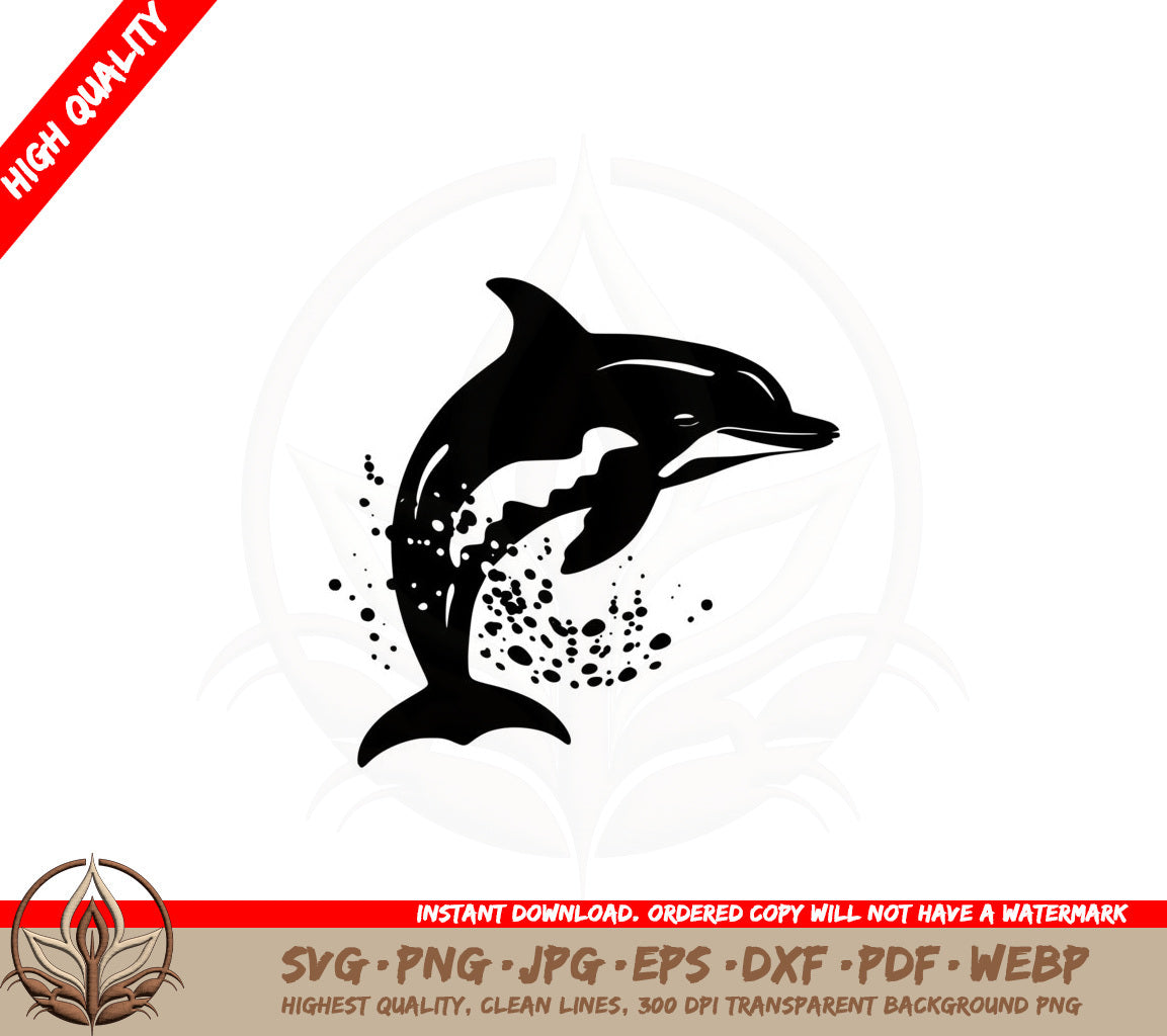 Blissful Dolphin Splashes SVG PNG JPG AI PDF DXF EPS  WebP Digital Download 