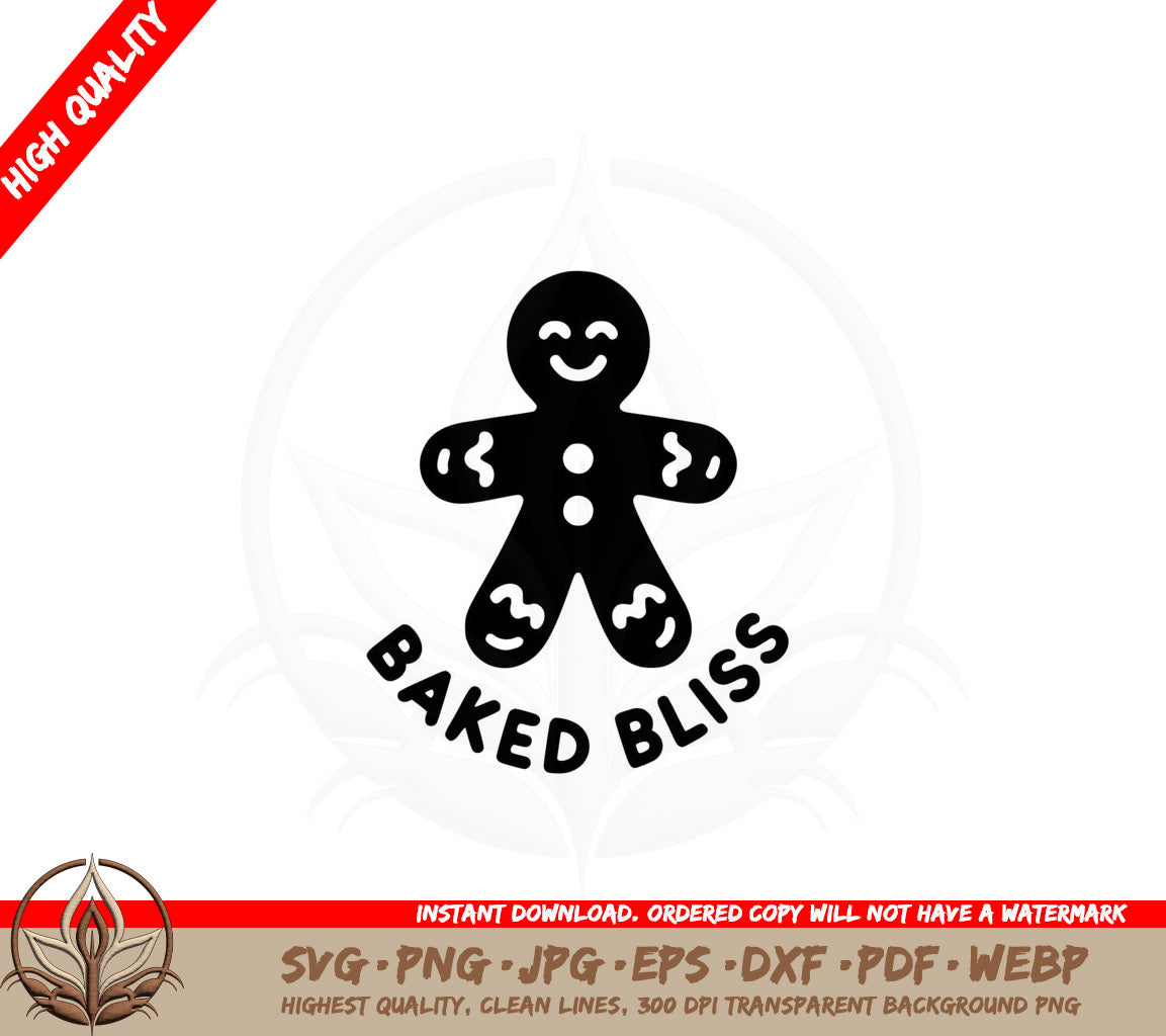 Blissful Gingerbread Man SVG PNG JPG AI PDF DXF EPS and WebP - Digital Download 