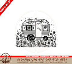 Blooming Caravan Hideaway SVG Cut File 