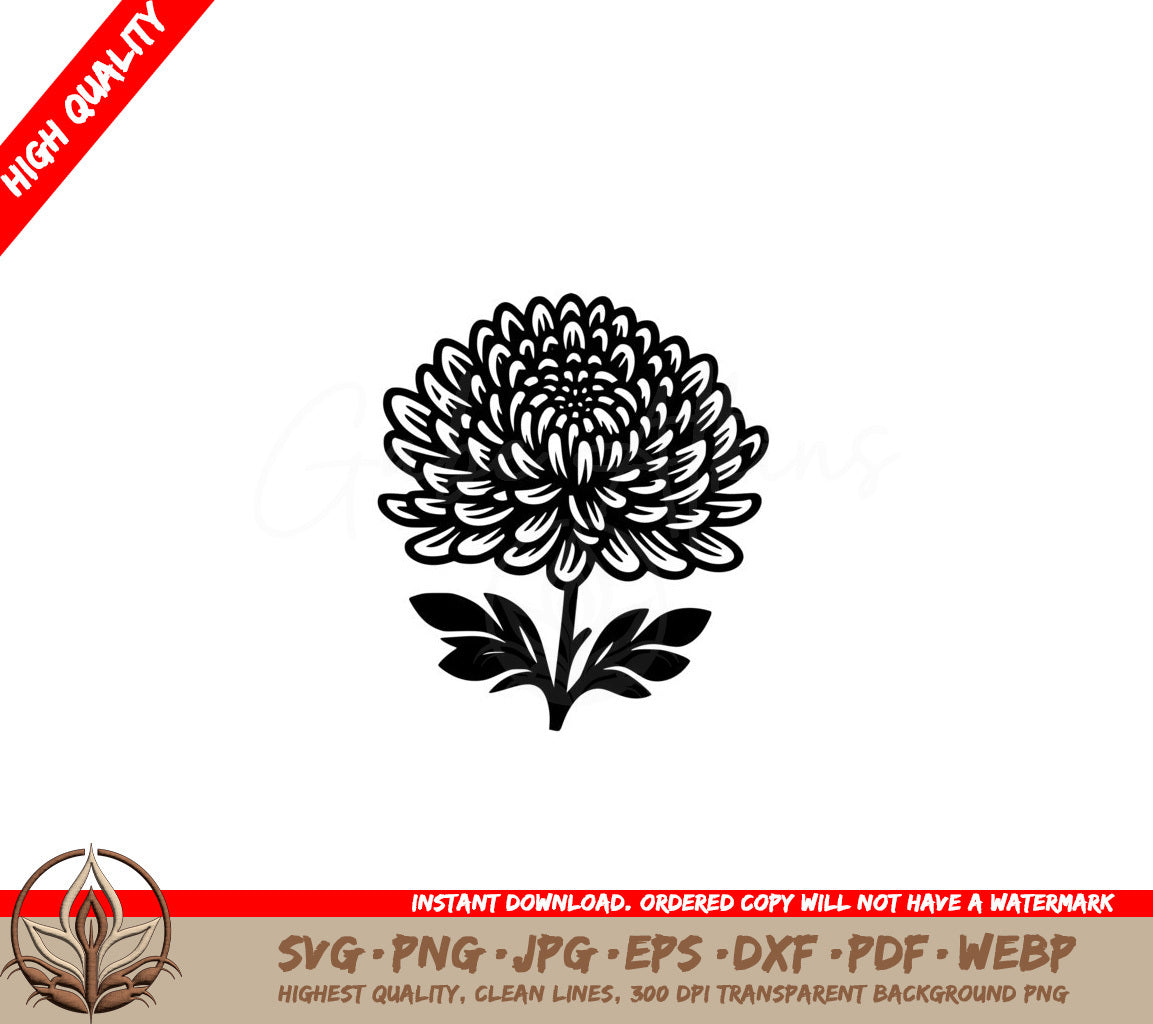 Blooming Chrysanthemum SVG Cut File | Digital Download 
