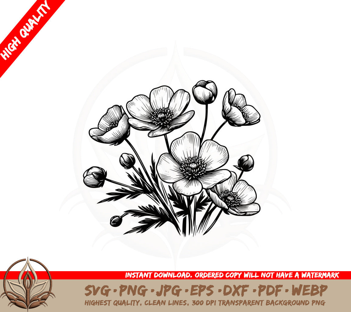 Blooming Flowers Digital Design SVG 