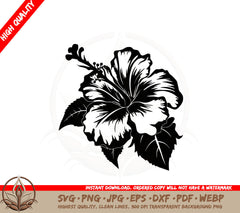 Blooming Hibiscus Flower SVG PNG JPG AI PDF DXF EPS and WebP Digital Download 