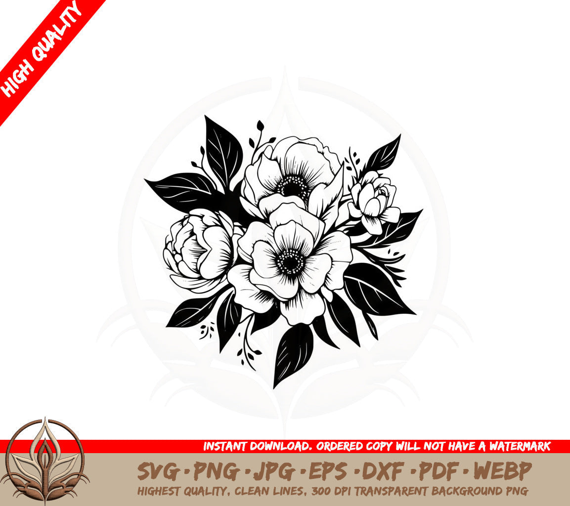 Blossom Flower Arrangement SVG PNG JPG AI PDF DXF EPS  WebP Digital Download 