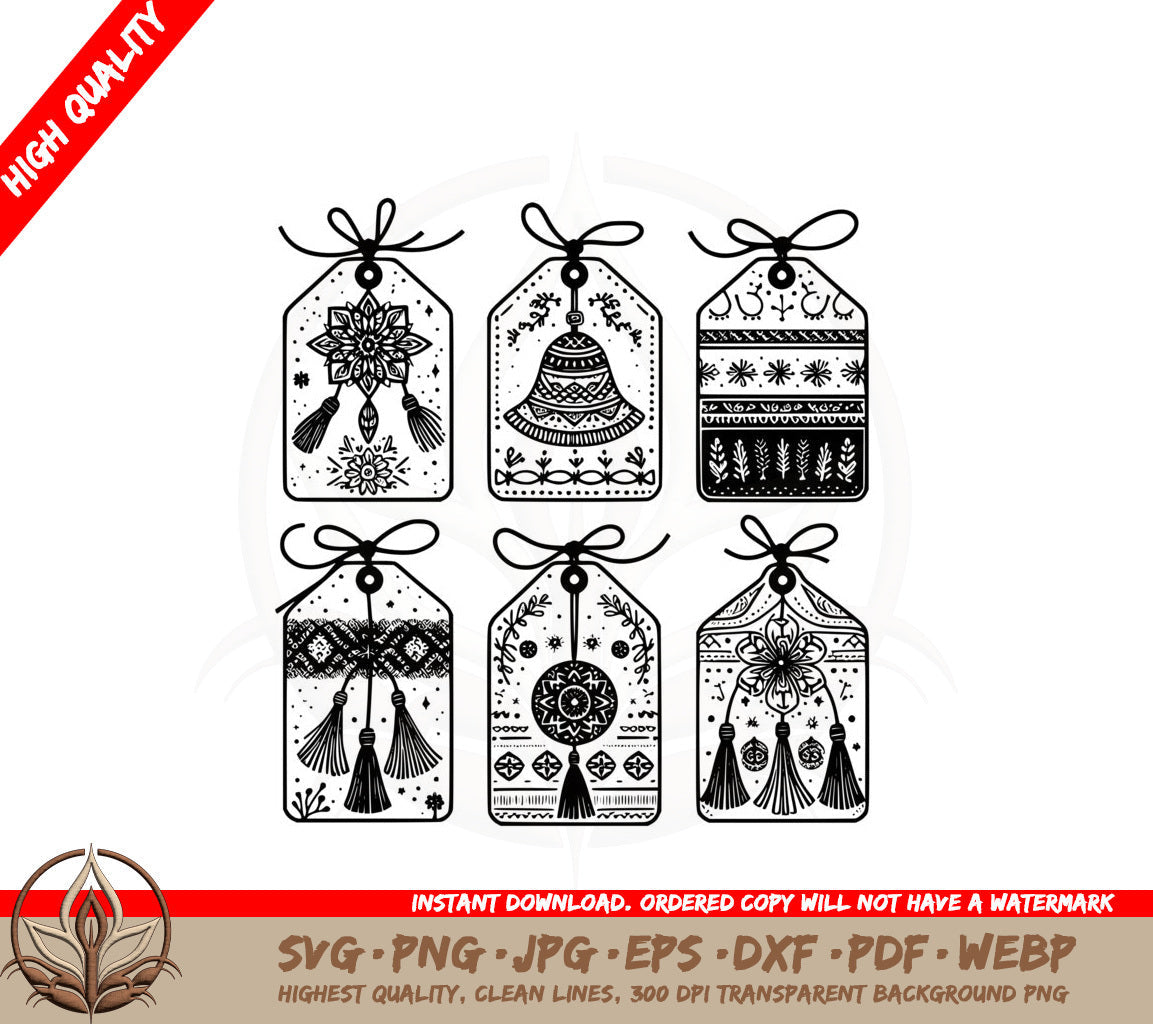 Boho Christmas Tags SVG 