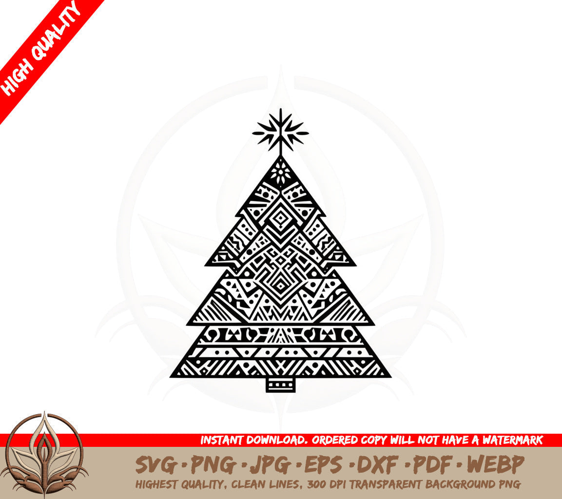 Boho Christmas Tree Star SVG 