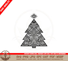 Boho Christmas Tree Star SVG 