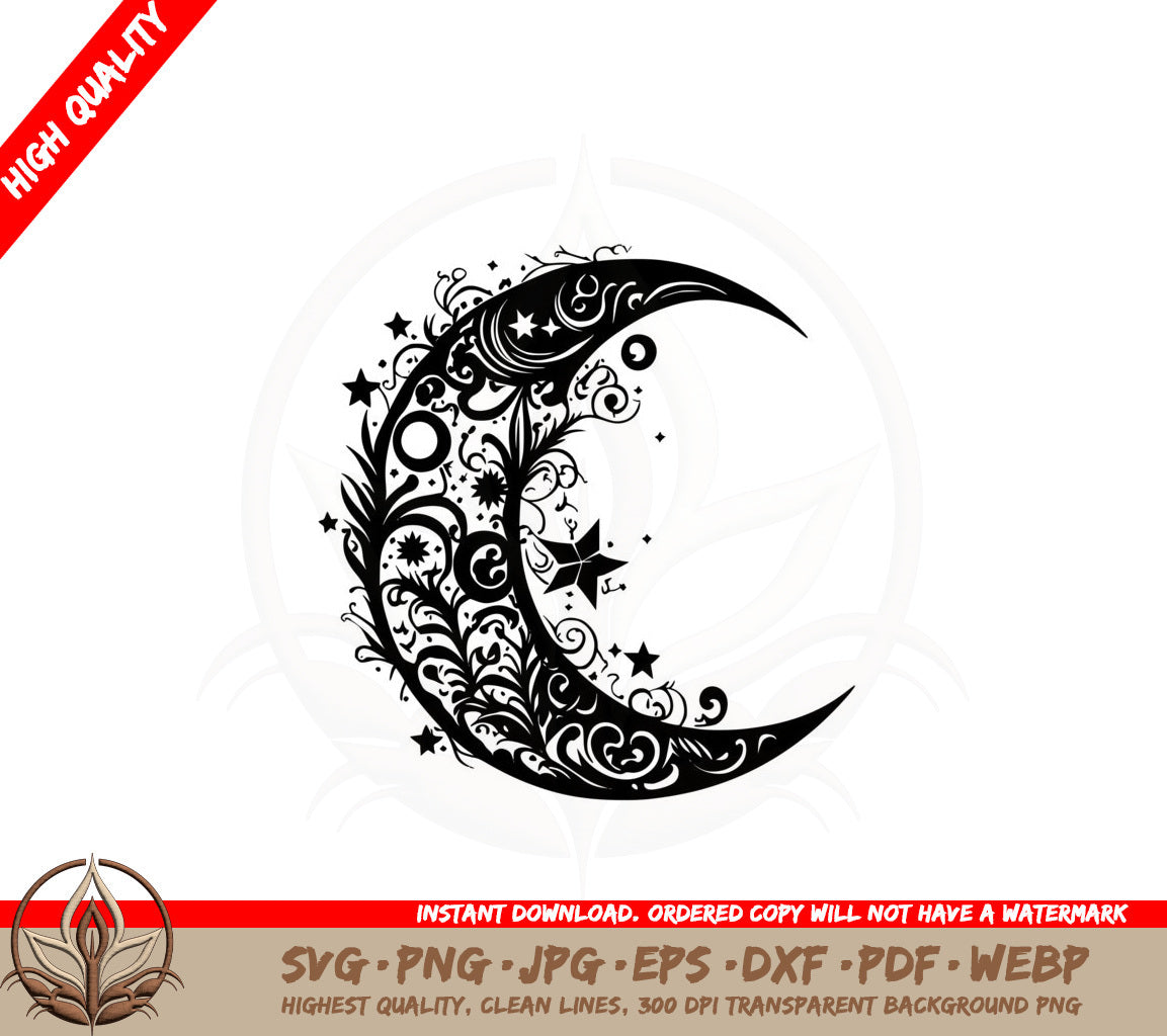Boho Crescent Moon SVG 