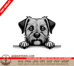 Border Terrier Peeking Over Wall -  Dog SVG SVG