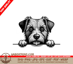 Border Terrier Looking Over Wall -  Dog SVG SVG
