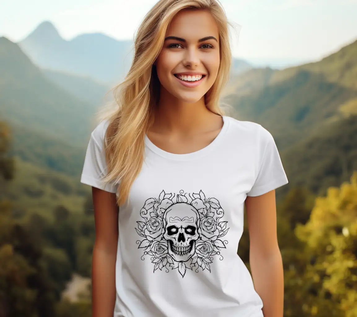 Botanical Roses Skull