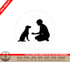 Boy Playing with Dog SVG 