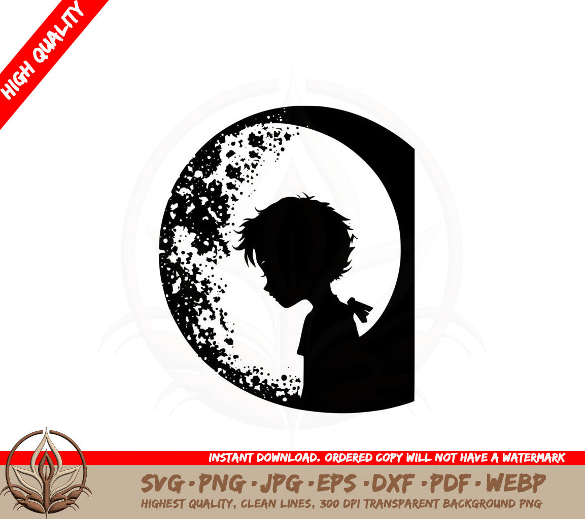 Boy in Front of Moon SVG 