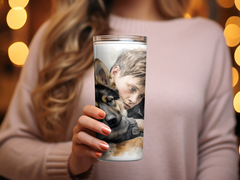 Boy and His German Shepherd Puppy 20oz Tumbler Wrap Sublimation PNG Fe | German Shepherd Puppy 20oz Tumbler Wrap Sublimation PNG Featuring