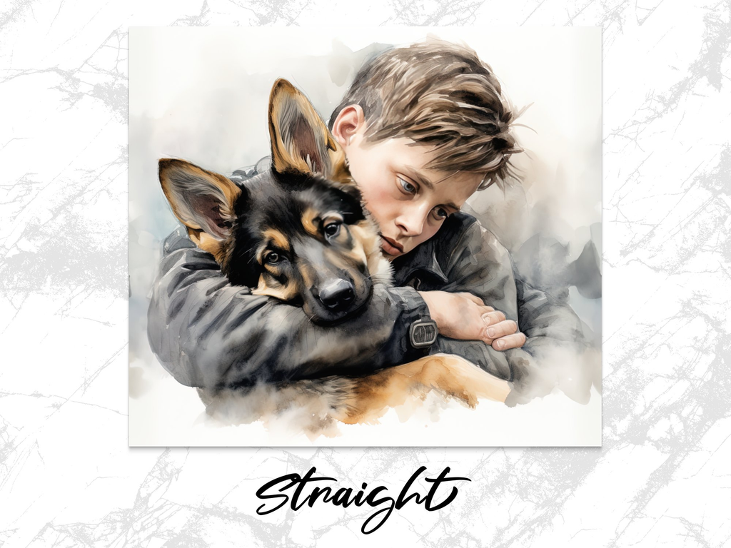 Boy and His German Shepherd Puppy 20oz Tumbler Wrap Sublimation PNG Fe | German Shepherd Puppy 20oz Tumbler Wrap Sublimation PNG Featuring