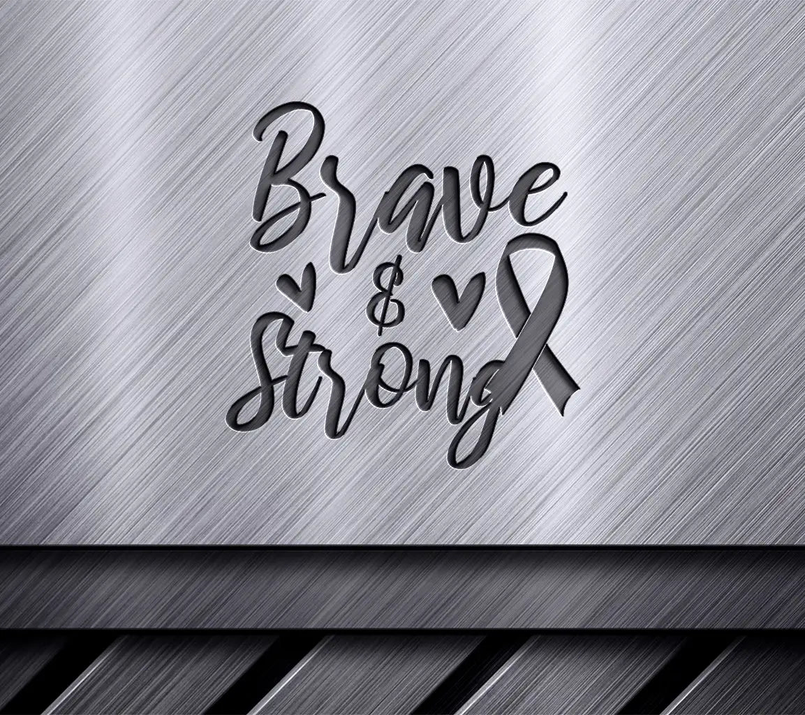 Brave & Strong Pink Ribbon SVG - Breast Cancer Awareness Design SVG