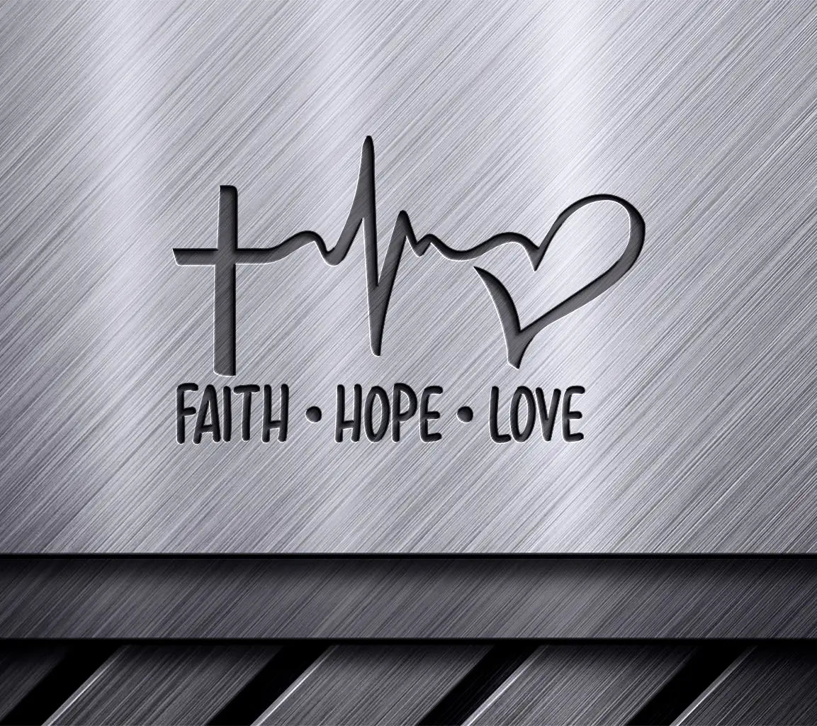 Faith, Hope, Love Cross with Heartbeat SVG for Breast Cancer Awareness SVG
