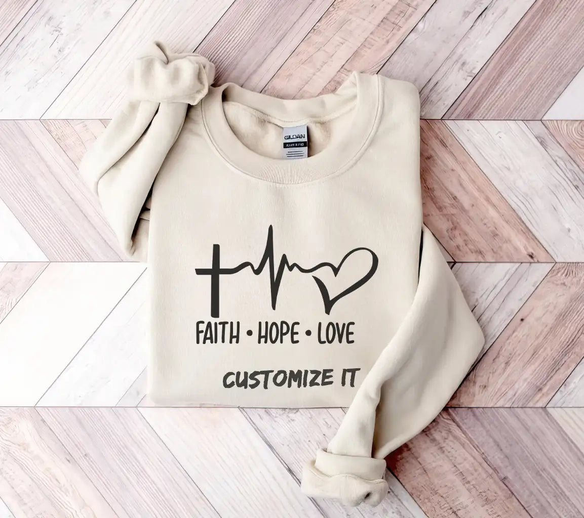 Faith, Hope, Love Cross with Heartbeat SVG for Breast Cancer Awareness SVG