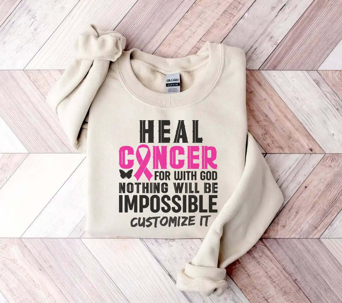 Heal Cancer For With God Nothing Will Be Impossible SVG Poster - Breast Cancer Support SVG