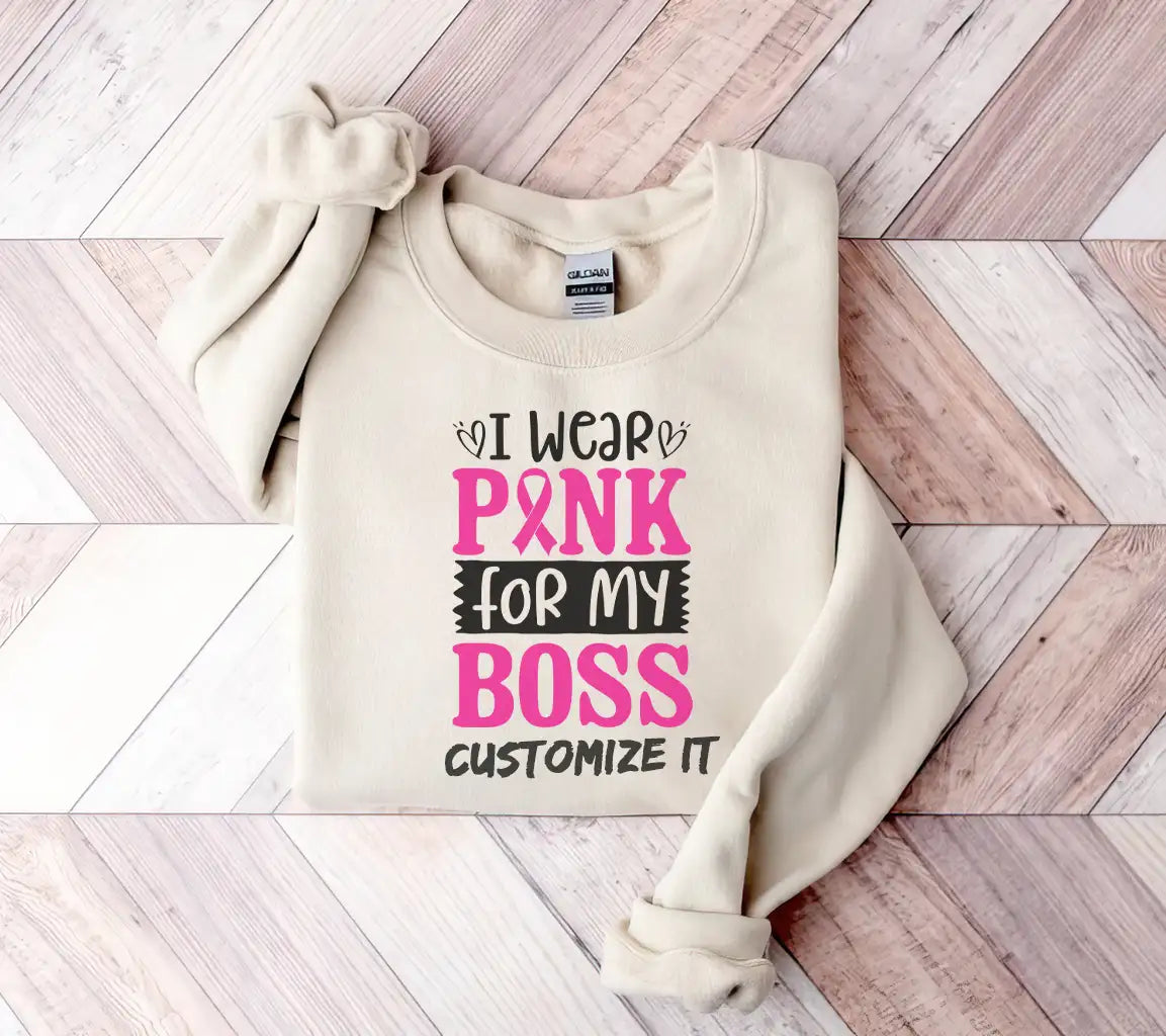 I Wear Pink For My Boss SVG - Breast Cancer Awareness Design SVG
