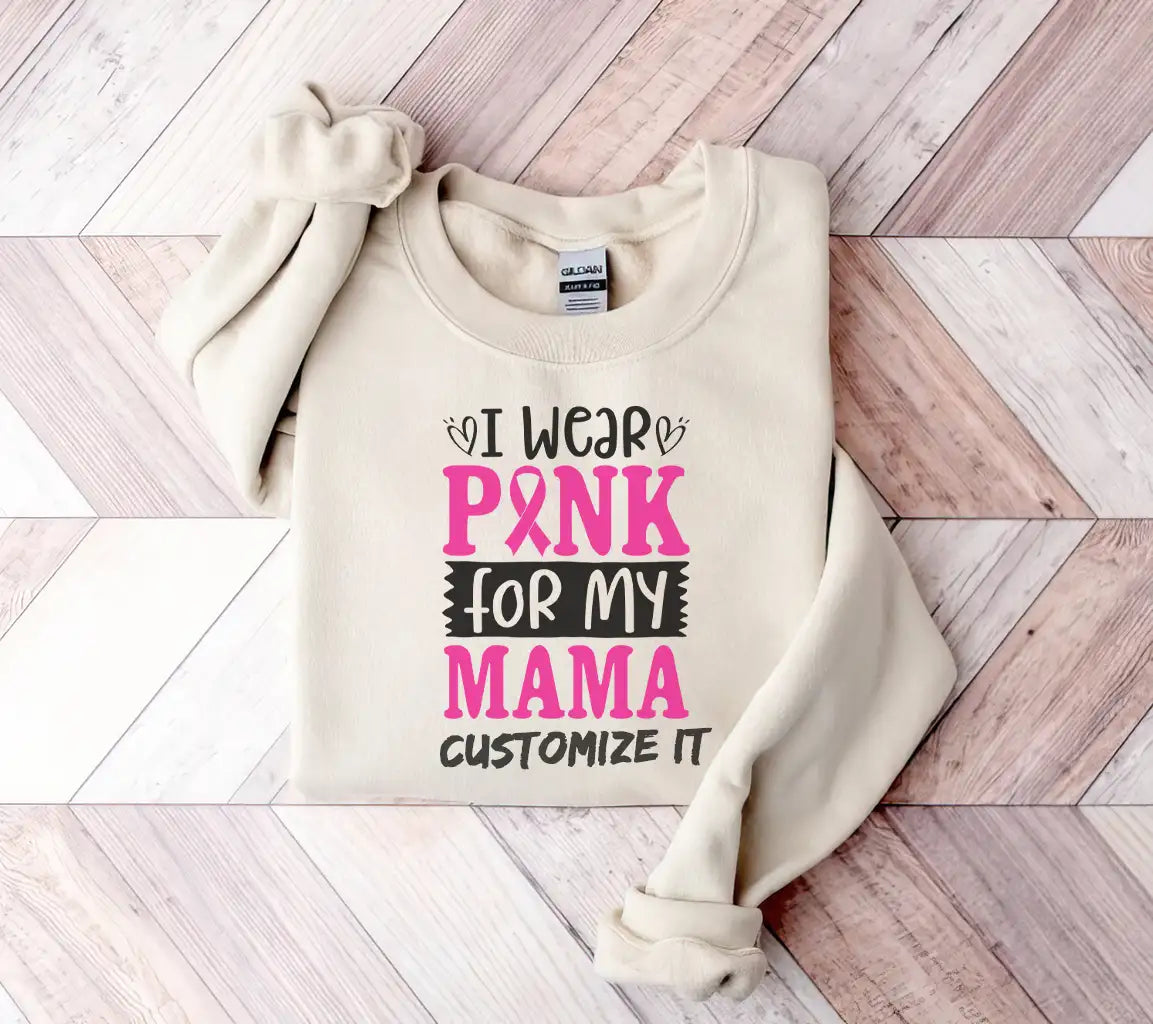 I Wear Pink For My Mama SVG - Breast Cancer Awareness Poster Design SVG