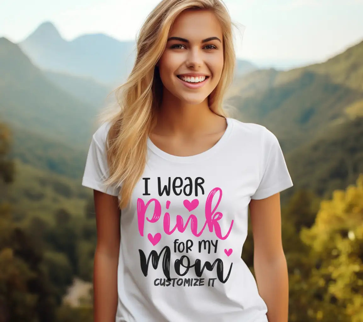 Pink Ribbon Mom SVG - Breast Cancer Awareness Design SVG