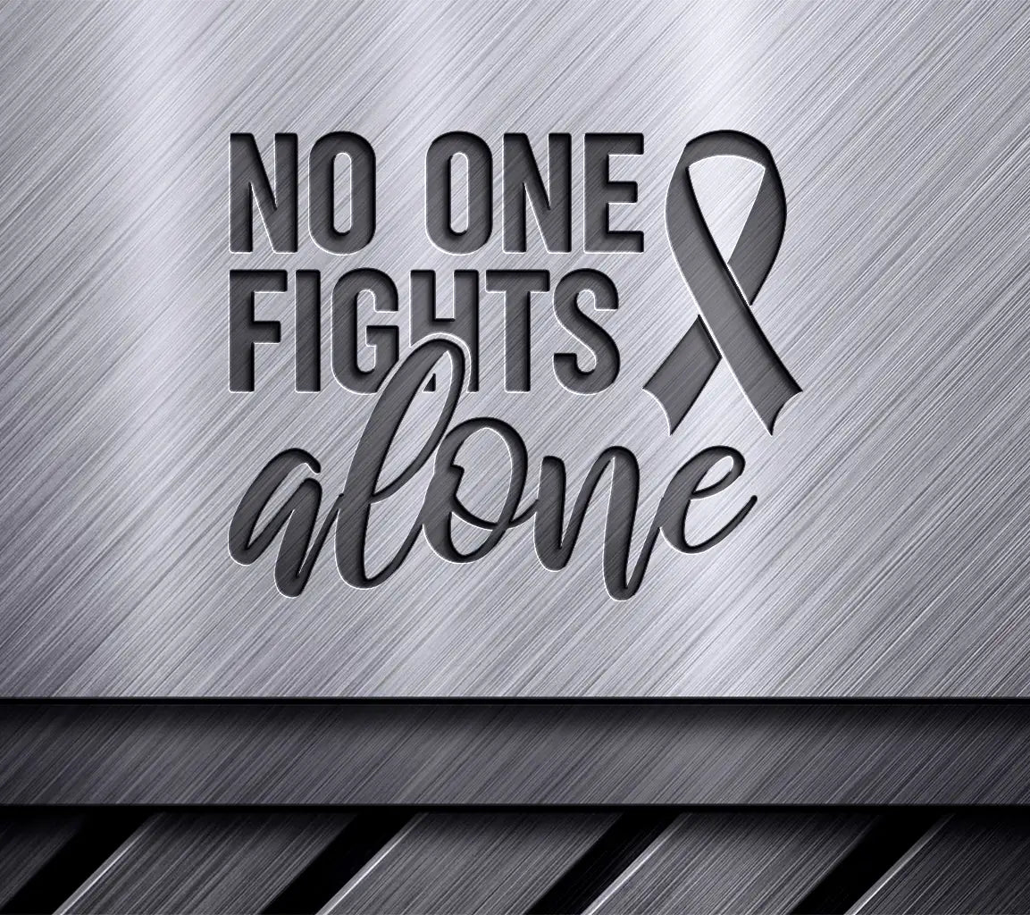 Pink Ribbon No One Fights Alone SVG - Breast Cancer Awareness Design SVG