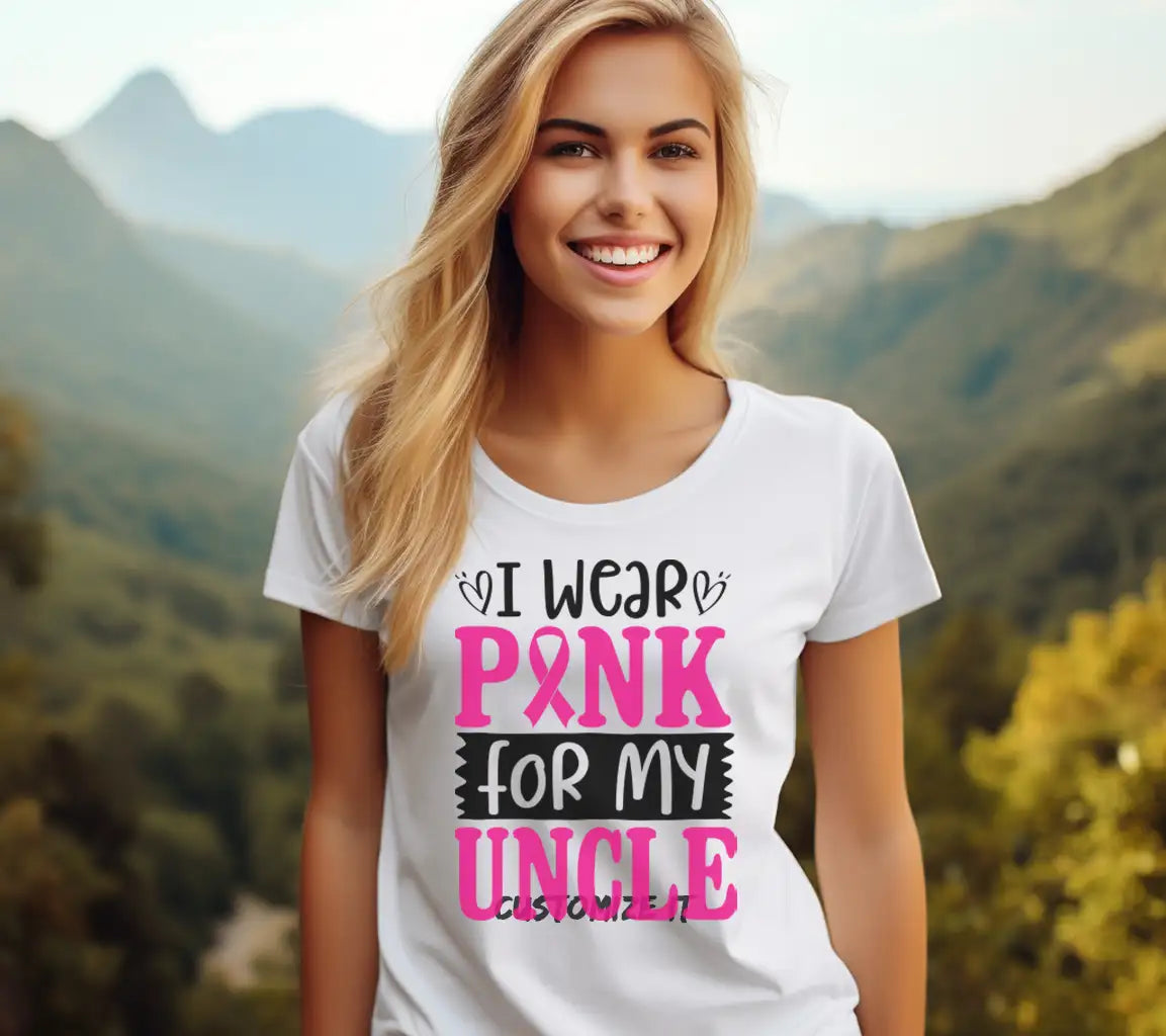 I Wear Pink For My Uncle SVG - Breast Cancer Awareness Poster SVG